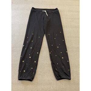 Monrow‎ Women's XS Black Joggers Gold Star Print Sweat Pants